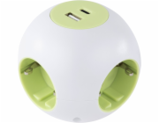 REV PowerGlobe Steckdosenwürfel 4-fach USB weiß-gr.1,4m015408112