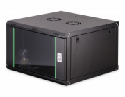 Digitus Dynamická 19" nástěnná síťová rozvaděčová skříň 7U, 385x600x600 mm, skleněné dveře, černá, nesestavená, 60 kg