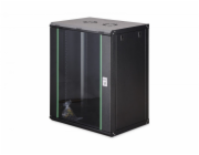 Digitus Dynamická 19" 16U nástěnná síťová rozvaděčová skříň 785x600x450mm, skleněné dveře, černá, nesestavená, 60kg