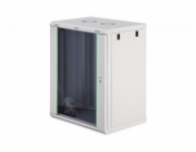 Digitus Dynamická 19" nástěnná síťová rozvaděčová skříň 16U, 785x600x450mm, skleněné dveře, šedá, nesestavená, 60kg