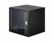 Digitus Dynamická 19" nástěnná síťová rozvaděčová skříň 12U, 607x600x600 mm, skleněné dveře, černá, nesestavená, 60 kg