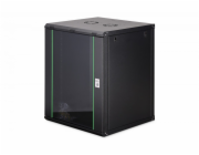 Digitus Dynamická 19" nástěnná síťová rozvaděčová skříň 16U, 785x600x600 mm, skleněné dveře, černá, nesestavená, 60 kg