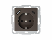 Zásuvka, USB A+C nabíječka Liregus Retro, hnědá