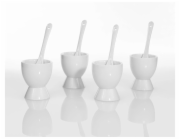 Kalíšek na vajíčka se lžící porcelán 8 ks