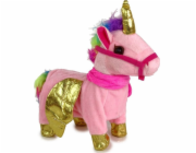 LeanToys Interaktivní plyšový kůň růžový se zlatými křídly a hudbou LEAN Toys