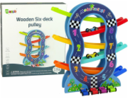 Lean Sport Dřevěná skluzavka s 6 úrovněmi, autíčka a čísla