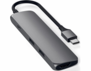 Satechi 4-in-1 USB-C Slim Multiport Adapter 4K - hliníkový adaptér pro USB-C mobilní zařízení (USB-C, 4K HDMI, 2x USB-A) (černý)