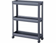 Katex Úzká police na kolečkách, 3 úrovně, Decobella, antracit, délka 54, šířka 18, výška 71