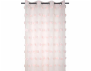 Spod Igły i Nitki Záclona POMPINOU pudrově růžová, bambulky, 135 x 260 cm