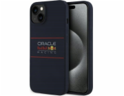 Red Bull Silikonový kryt RBHMP15S24SIHSRV pro iPhone 15 6.1, tmavě modrý, s horizontálním logem a MagSafe