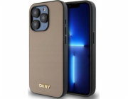 DKNY DKHMP15LPGHLME iPhone 15 Pro 6.1 béžový/béžový pevný obal Grained Metal Logo MagSafe