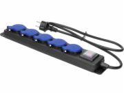 Orno Prodlužovací kabel do dílny s vypínačem, vodotěsný, 5 zásuvek 2P+Z, IP44, gumový kabel, H05RR-F 3x1,5 mm2, délka 5 m