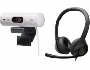 Logitech Webkamera Brio 500, bílá (960-001428) + H390 (981-000406)