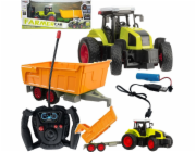 Qulki VELKÝ DÁLKOVĚ OVLÁDANÝ TRAKTOR S PŘÍVĚSEM RC TRAKTOR 39 cm USB nabíjení