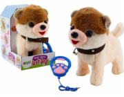 LeanToys Interaktivní pes na vodítku chodí, tančí, zpívá, bílá, béžová