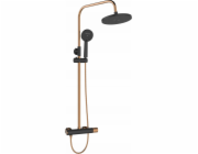 Invena Sprchový systém MOONLIGHT: dešťová a ruční sprcha, směšovací baterie, černá se zlatými detaily