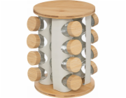 SENSIA 13-ti nádobový otočný stojan na kořenky s bambusovými víčky