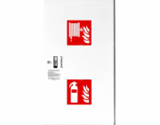 SUPRON Závěsný hydrant DN52 s košem, 850x500x200, s prostorem pro hasicí přístroj, hadice 2x20m, patentní zámek, RAL 9003