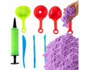 LeanToys Kinetický písek s formičkami 3 kg fialový