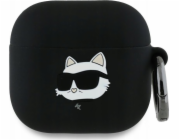Karl Lagerfeld KLA4RUNCHK silikonový kryt na AirPods 4 černý/černý s 3D Choupette Head