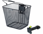 BASIL BILBAO košík na řídítka, BasEasy s držákem pro montáž na hlavovou trubku 22-25,4 mm, ocel, černá (NOVINKA 2025)