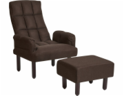 Beliani OLAND hnědé polohovací křeslo s podnožkou
