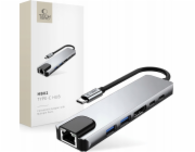 Baseus Adaptér TECH-PROTECT HB02 HUB 6v1 TYPE-C + USB 2.0 + USB 3.0 + HDMI 4K 30HZ + RJ45 + PD100W vesmírně šedá