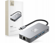Baseus Adaptér TECH-PROTECT HB05 HUB 9v1 TYPE-C + USB 2.0 + USB 3.0 + HDMI 4K 60HZ + SD/TF + PD100W + RJ45 1000M vesmírně šedá