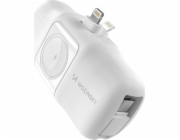 Wozinsky WF16-YLS 5000mAh 15W Lightning Mini Power Bank s vestavěným kabelem USB-C a nabíječkou pro Apple Watch - bílá