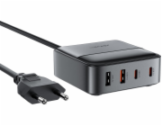 Nástěnná nabíječka napájecí stanice stolní Z6 GaN 2x USB-A 2x USB-C PD 65W - černá Nástěnná nabíječka napájecí stanice stolní Z6 GaN 2x USB-A 2x USB-C PD 65W - černá