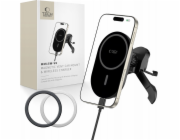 Tech-Protect Bezdrátová nabíječka MM15W-V6 s magnetickým magnetickým držákem do auta s magnetickým uchycením, 15W, černá/černá