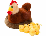 LeanToys Plyšová slepice s kuřaty 10 ks Hnízdo se pohybuje, zvuky LEAN Toys