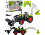 LeanToys Zemědělský traktor s otočnou lopatou a bagrem 2v1 na dálkové ovládání 2.4G LEAN Toys