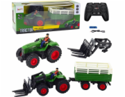 LeanToys RC 2.4G LEAN Toys Dálkově ovládaný zemědělský traktor s přívěsem a vidlemi