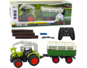 LeanToys Zemědělský traktor s přívěsem a drapákem na dálkové ovládání RC 2.4G LEAN Toys