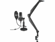 Mozos Mikrofon Mozos USB Mikrofon MKIT-900PRO Gamer + Stojan na mikrofon Rameno Černá 80 cm SB41