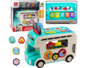 LeanToys Interaktivní vzdělávací třídič autobusů, světelná a zvuková tyrkysová EDUKAMP