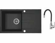 Laveo AQ.901-1019505 / AQUAFORM / MARANELLO ELASTICO / MONO Dřez z černé žuly 44X76CM, 1K+OC, flexibilní baterie, sifon /