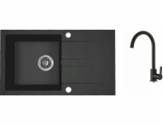 Laveo AQ.901-1019501 / AQUAFORM / SADA MARANELLO / MONO DŘEZ Z ČERNÉ ŽULY 44X76CM, 1K+OC, BATERIE, SIFON /