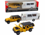 LeanToys Sada autíček, terénních obytných aut, kovových světel, zvuků, žlutých 1:32, EDUKAMP