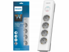 Philips Prodlužovací kabel bílý, 4 zásuvky Schuko, 2 m, S...