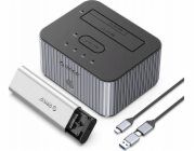 Dokovací stanice M.2 NVME Clone Drive + 2,5/3,5 HDD / 2,5 SSD – šedá