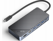 M.2 Disk Bay s HUB 8v1 vstup: USB-C / výstup: 1x USB-A 3.2 + 1x 1x USB-C 3.2 + 2x USB-A 2.0 + 1x HDMI + 1x Ethernet - černá