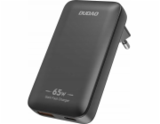 Dudao GaN A65Q 65W USB-A / USB-C PD ultratenká cestovní nabíječka do zásuvky EU / US - černá
