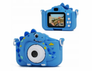 Xrec Digitální fotoaparát 48mp 1080p pro děti 5x MP3 hry X2 / Dinosauří modrá