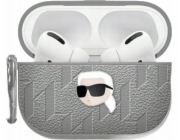 Karl Lagerfeld Pouzdro Monogram Karl Head pro Apple AirPods 4 stříbrné