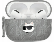 Karl Lagerfeld Pouzdro Monogram Choupette Head pro Apple AirPods 4 stříbrné