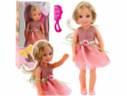 LeanToys Panenka v šatech s mašlí, dlouhé vlasy, růžový h...