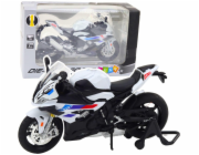 LeanToys Sportovní motocykl Kovová světla Zvuky Bílá S1000 1:12