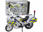 LeanToys Policejní motocykl Kovová světla Zvuky Bílá 1:12